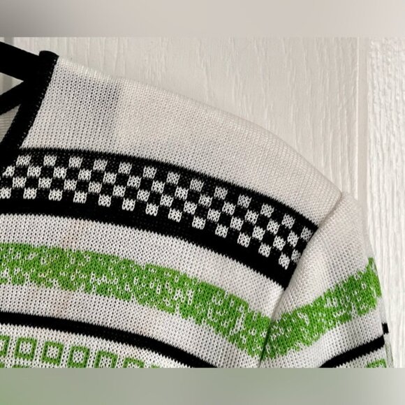 MING WANG WOMENS CARDIGAN , GREEN, BLACK & WHITE, size 1x - Picture 6 of 8